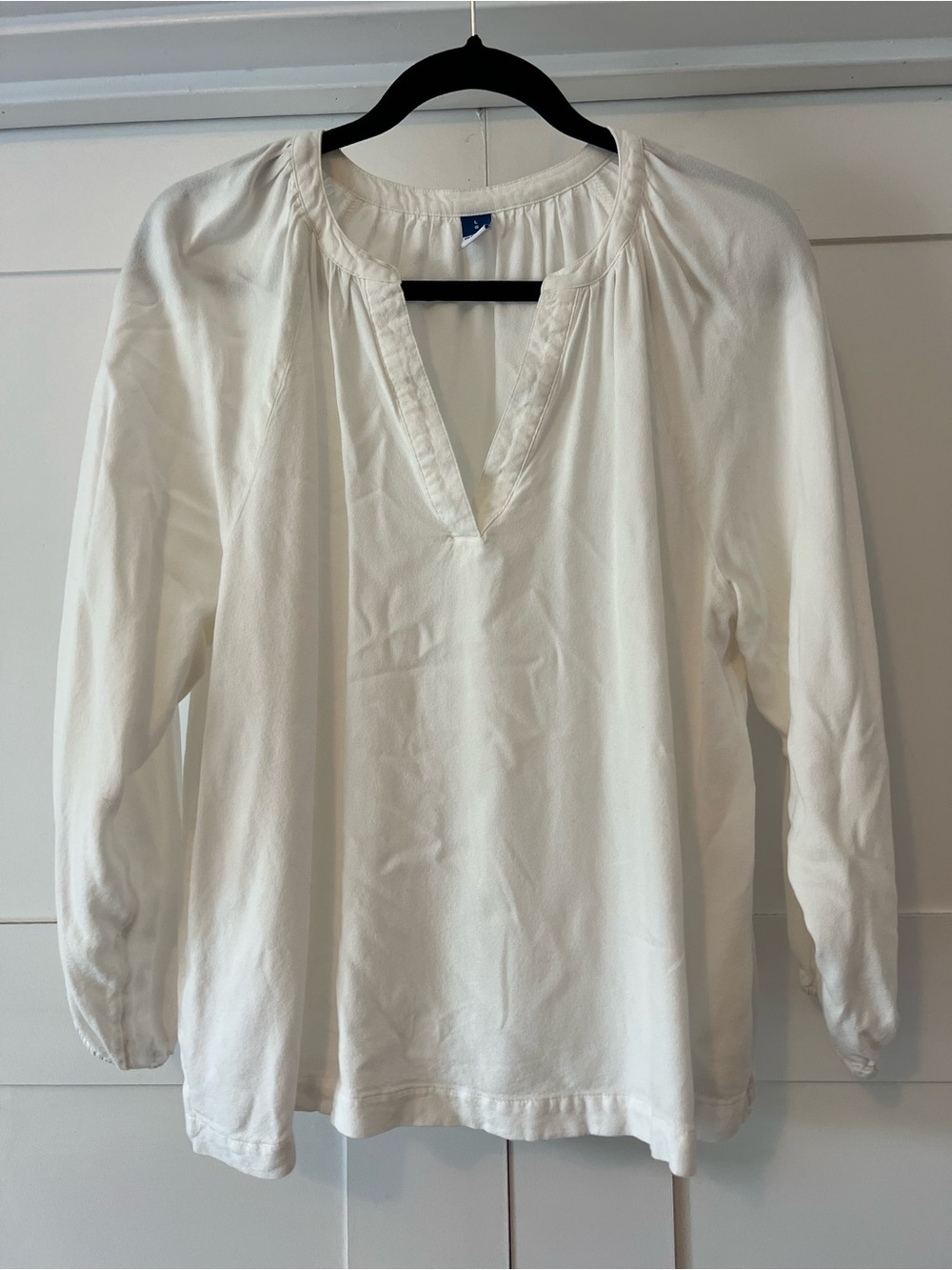 Women's Cream Long-Sleeve Peasant Top Size L Old Navy